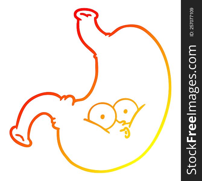 warm gradient line drawing of a cartoon bloated stomach