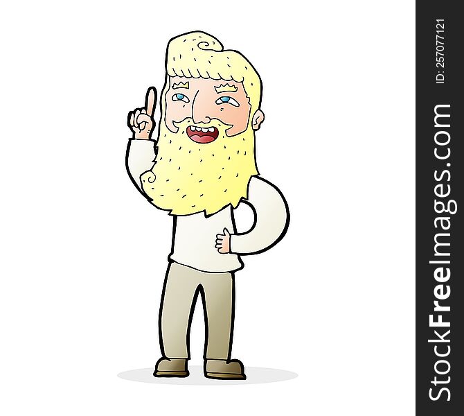 Cartoon Happy Bearded Man With Idea