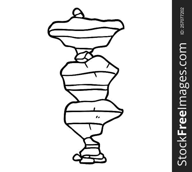 line drawing cartoon of stacked stones