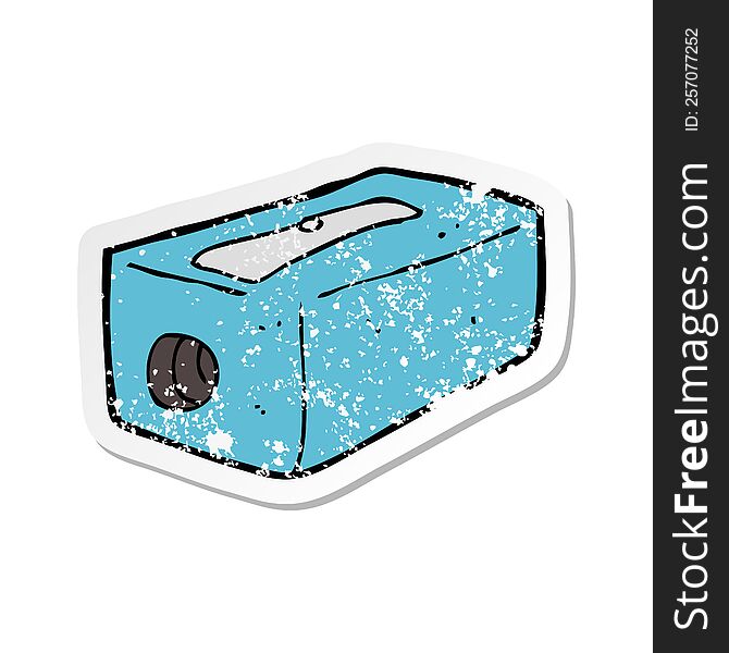 Retro Distressed Sticker Of A Cartoon Pencil Sharpener