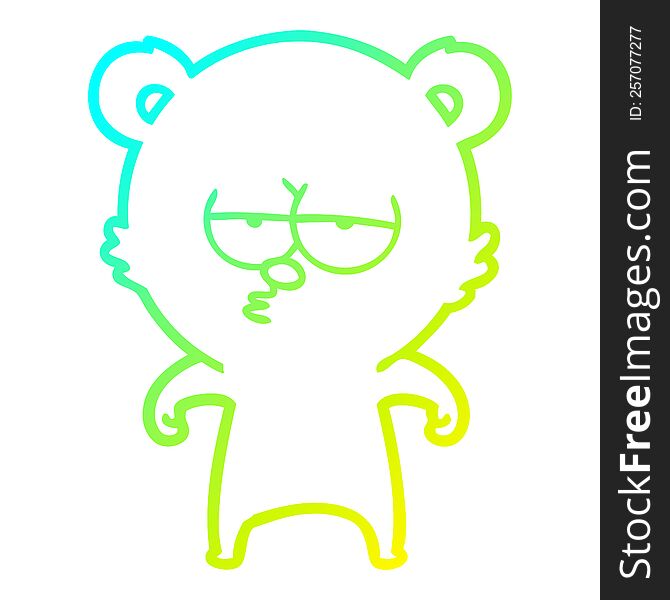 Cold Gradient Line Drawing Bored Bear Cartoon