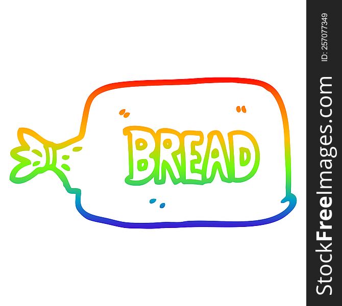 rainbow gradient line drawing of a cartoon bread in bag