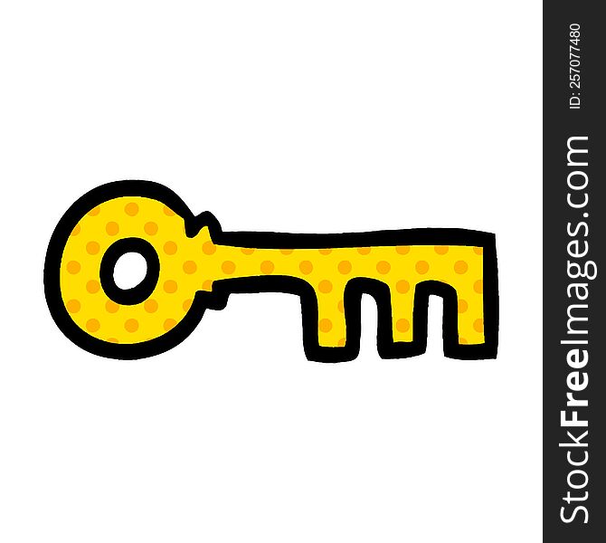 hand drawn cartoon doodle of a brass key