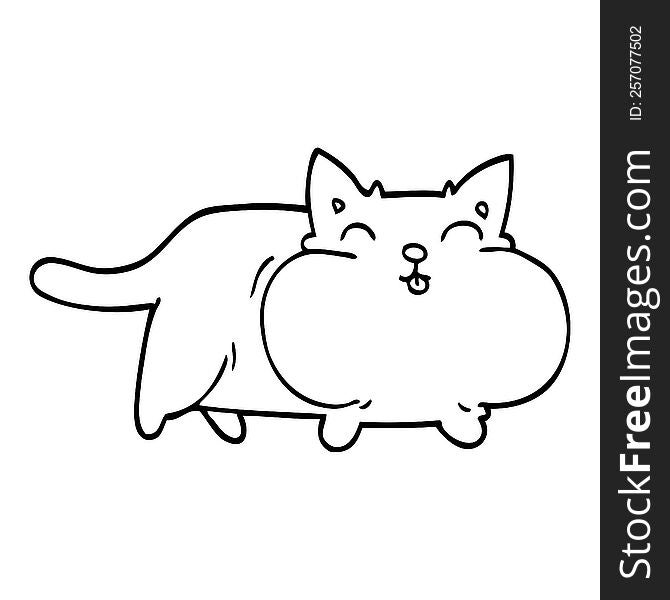 line drawing cartoon fat cat