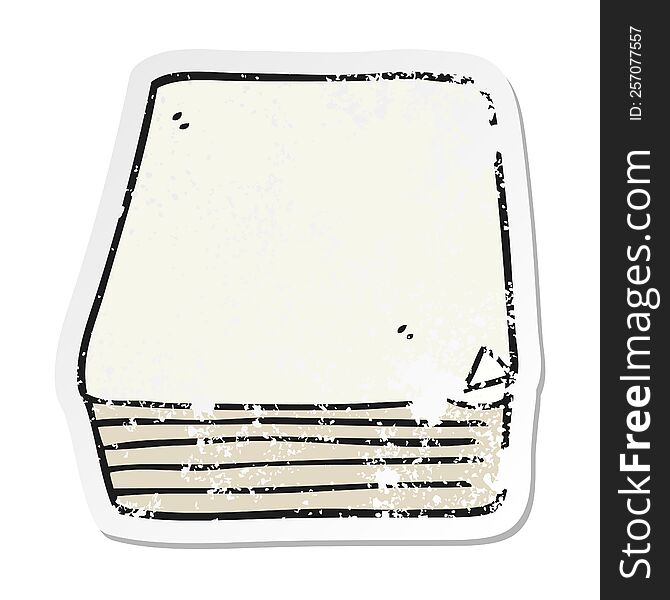 Retro Distressed Sticker Of A Cartoon Stack Of Paper