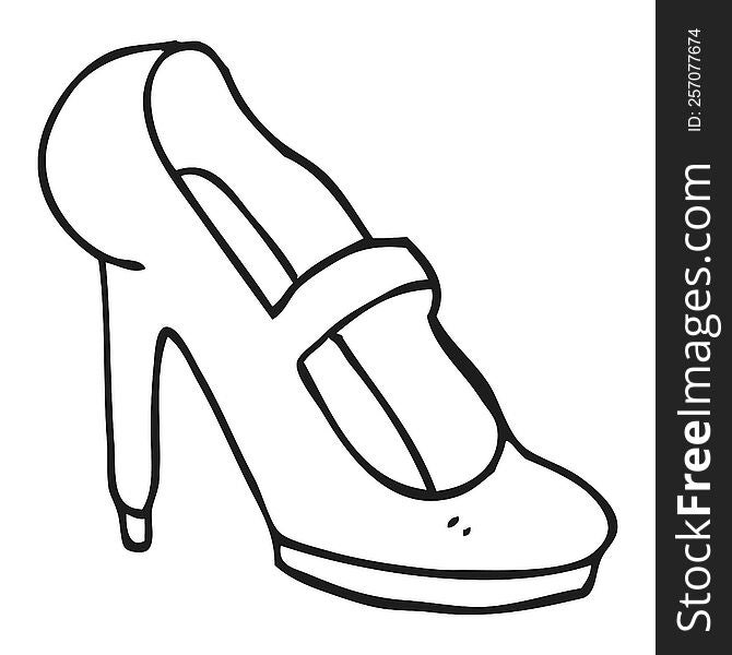 black and white cartoon high heeled shoe