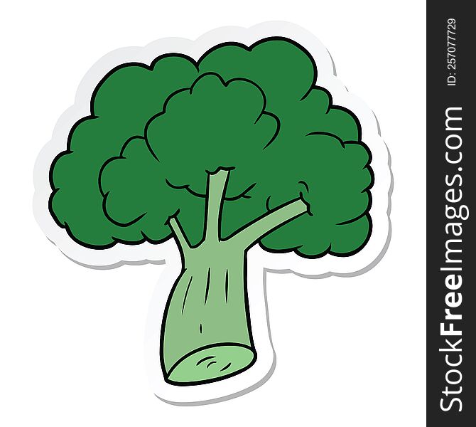 Sticker Of A Cartoon Broccoli