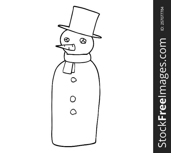 line drawing cartoon snowman