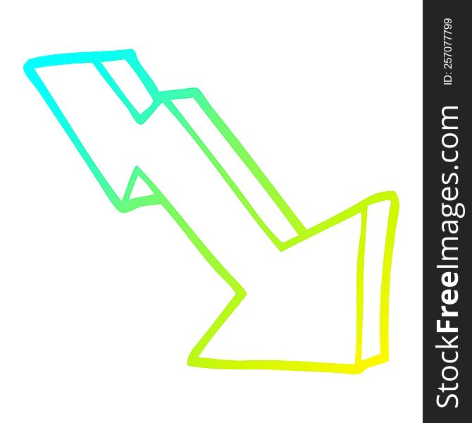 cold gradient line drawing of a cartoon business loss arrow