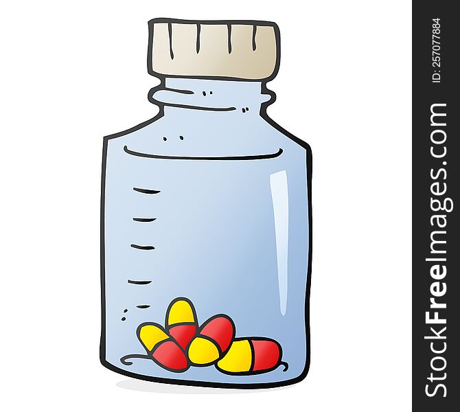 freehand drawn cartoon jar of pills