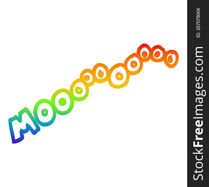 rainbow gradient line drawing of a cartoon moo noise