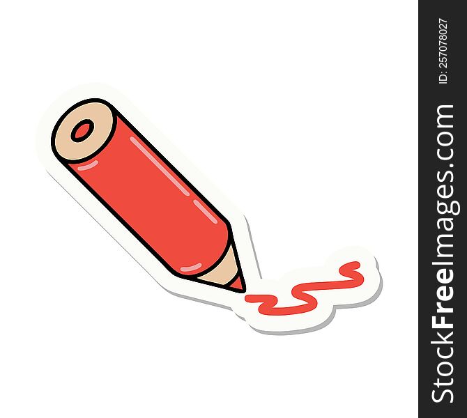 Tattoo Style Sticker Of A Colouring Pencil