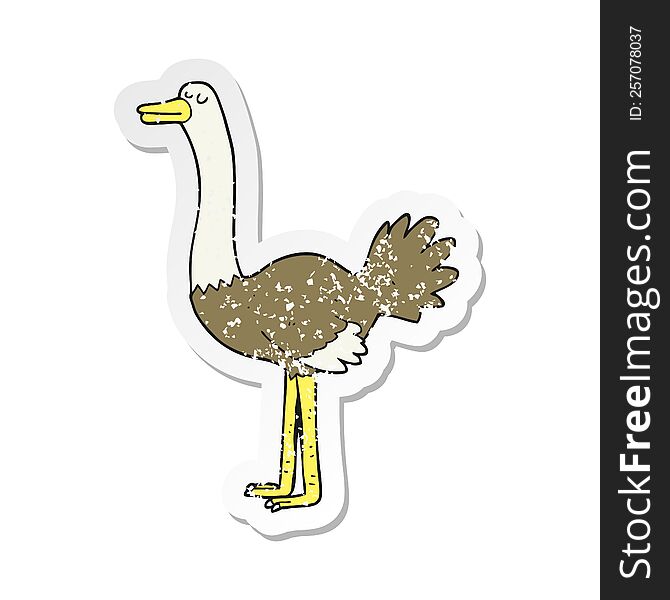 retro distressed sticker of a cartoon ostrich