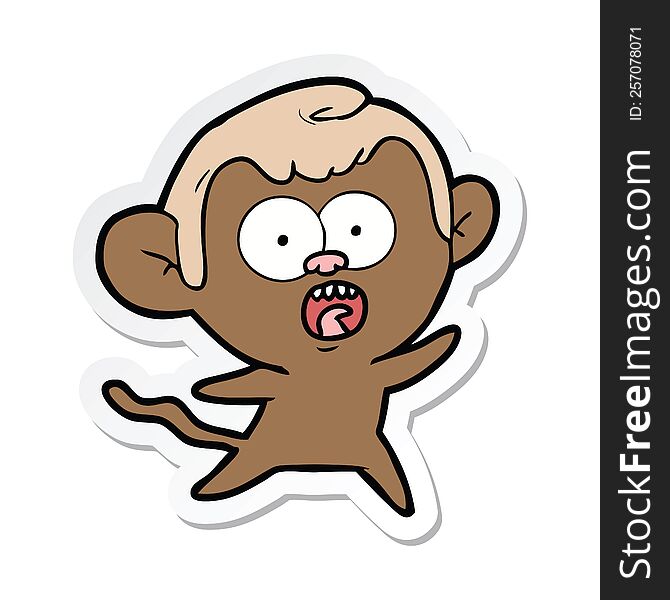 sticker of a cartoon shocked monkey