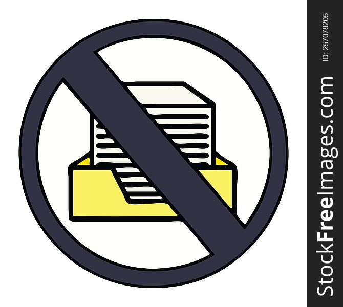 Cute Cartoon Paper Ban Sign