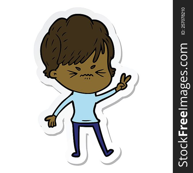 Sticker Of A Cartoon Frustrated Woman