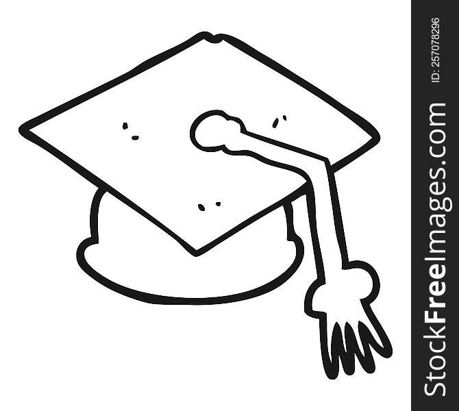 Black And White Cartoon Graduation Cap