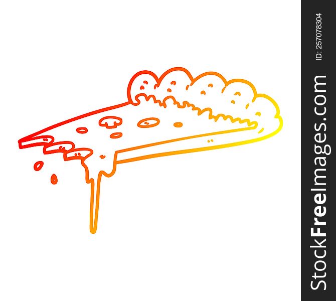 Warm Gradient Line Drawing Cartoon Slice Of Pizza