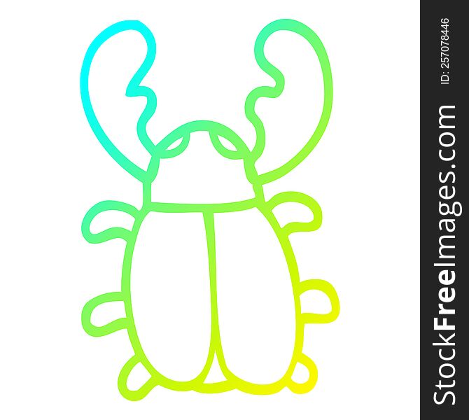 cold gradient line drawing of a cartoon huge beetle
