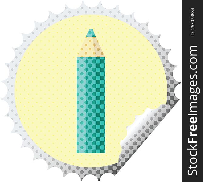 Green Coloring Pencil Round Sticker Stamp