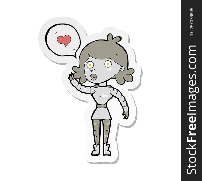 Sticker Of A Cartoon Robot Woman