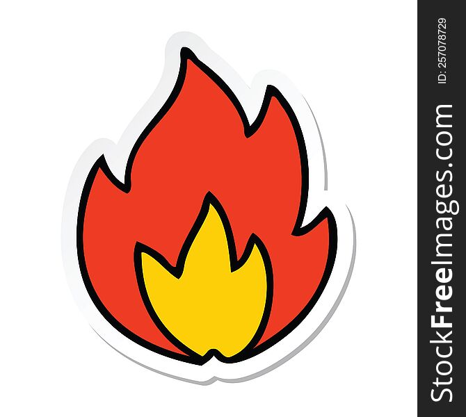 Sticker Of A Cute Cartoon Fire