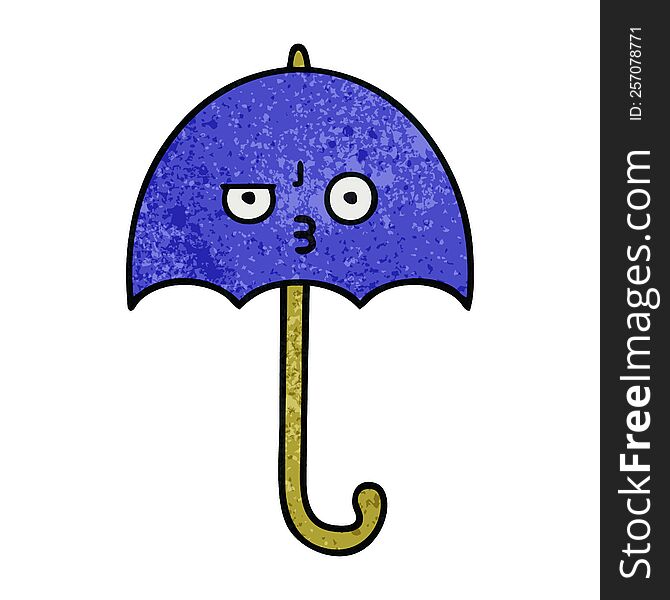 retro grunge texture cartoon of a umbrella