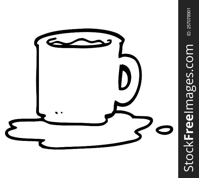 line drawing cartoon mug of coffee