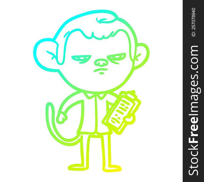 cold gradient line drawing cartoon annoyed monkey boss