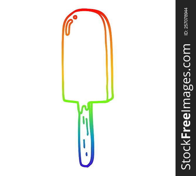 rainbow gradient line drawing of a cartoon lollipop