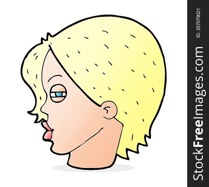 Cartoon Female Face With Narrowed Eyes