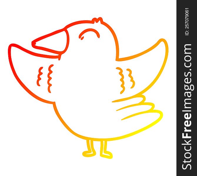 warm gradient line drawing cartoon bird spreading wings