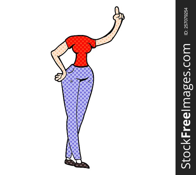 cartoon female body with raised hand