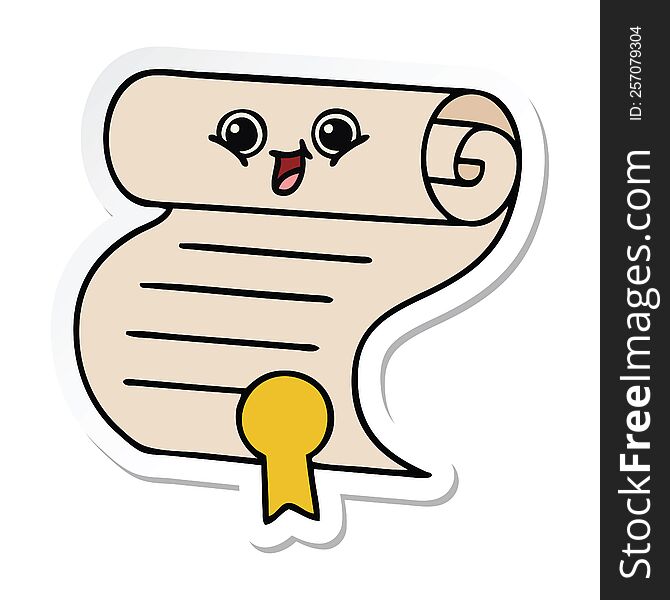 sticker of a cute cartoon contract