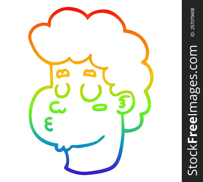 Rainbow Gradient Line Drawing Cartoon Male Face