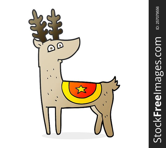 freehand drawn cartoon reindeer
