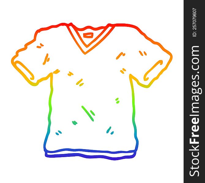 rainbow gradient line drawing of a cartoon tee shirt