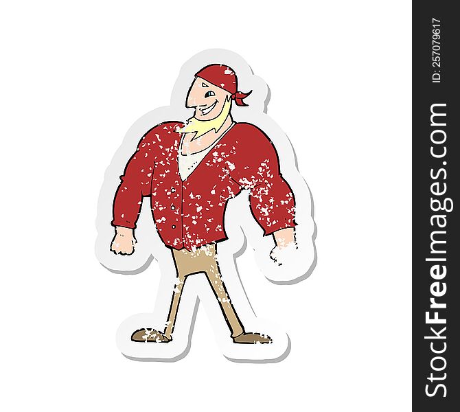 retro distressed sticker of a cartoon manly sailor man