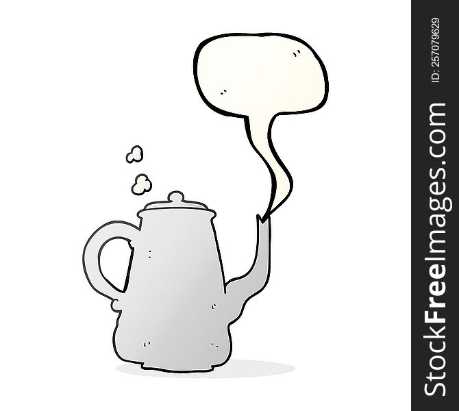 Speech Bubble Cartoon Steaming Coffee Pot
