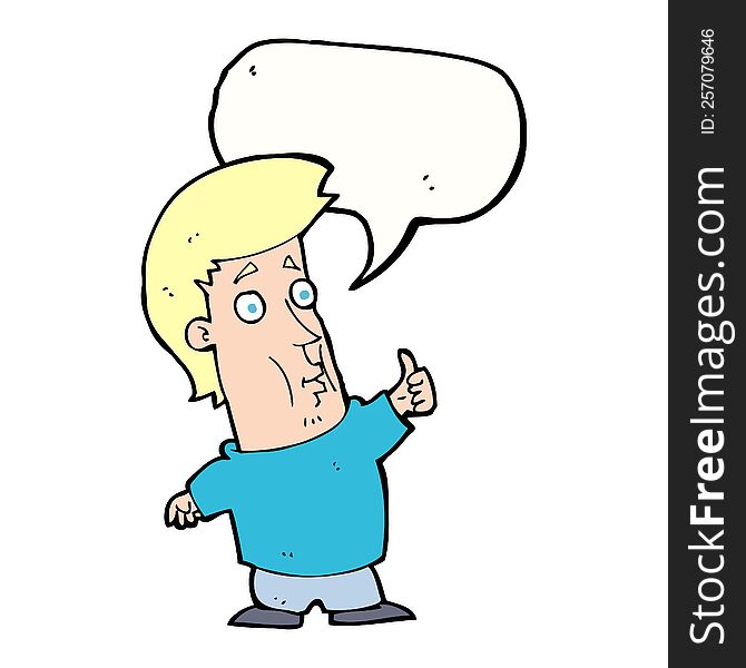 Cartoon Man Giving Thumbs Up Sign With Speech Bubble