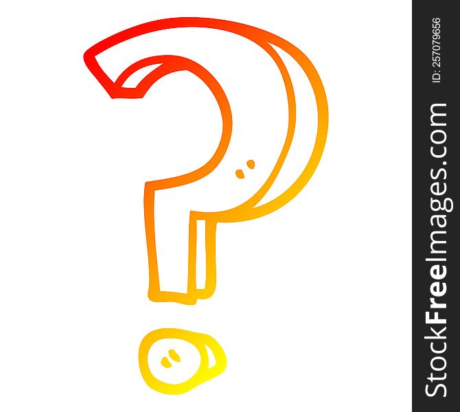 warm gradient line drawing of a cartoon question mark