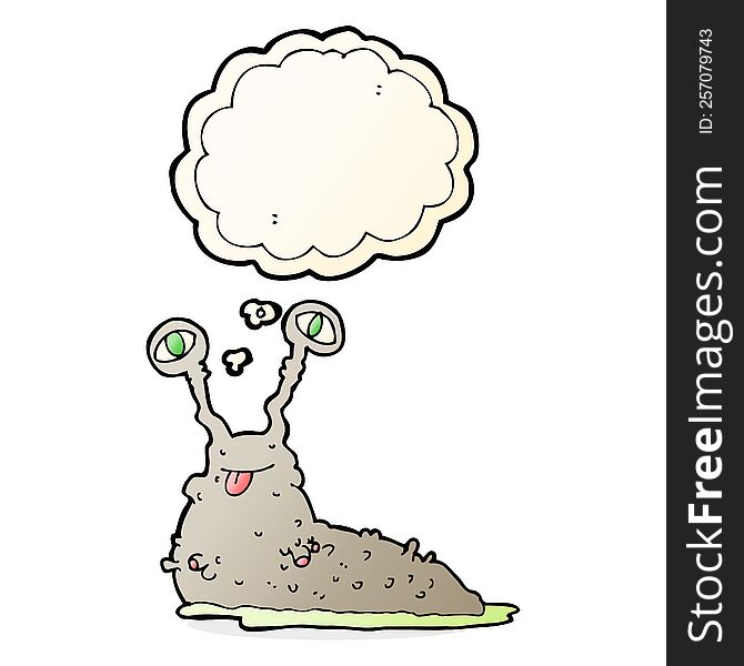 Cartoon Gross Slug With Thought Bubble