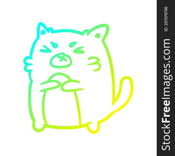 cold gradient line drawing of a angry cat