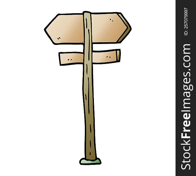 cartoon doodle direction sign