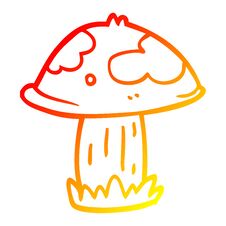 Warm Gradient Line Drawing Cartoon Wild Mushroom Stock Image