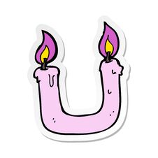 Sticker Of A Burning The Candle At Both Ends Cartoon Royalty Free Stock Image