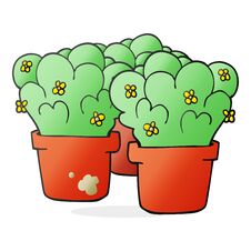 Cartoon Potted Plants Stock Photo