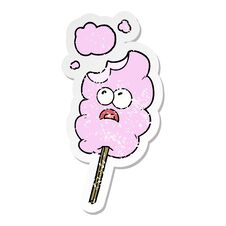 Distressed Sticker Of A Cotton Candy Cartoon Royalty Free Stock Photo