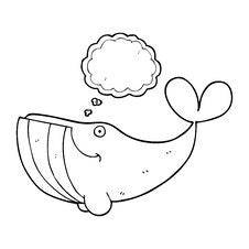 Thought Bubble Cartoon Happy Whale Stock Photo
