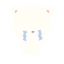 Crying Flat Color Style Cartoon Polarbear Stock Photo